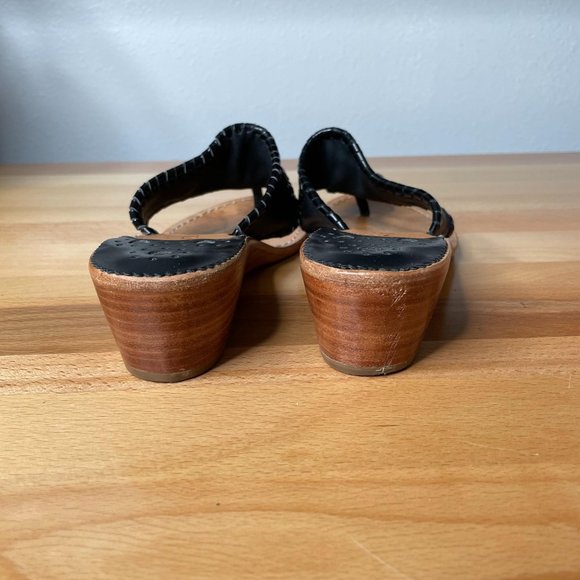 Jack Rogers Demi Wedges Size 6 M Black Leather Wom - Picture 6 of 8